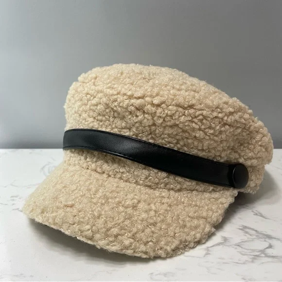 Sherpa Hat with Black Leather Accent - Picture 2 of 5